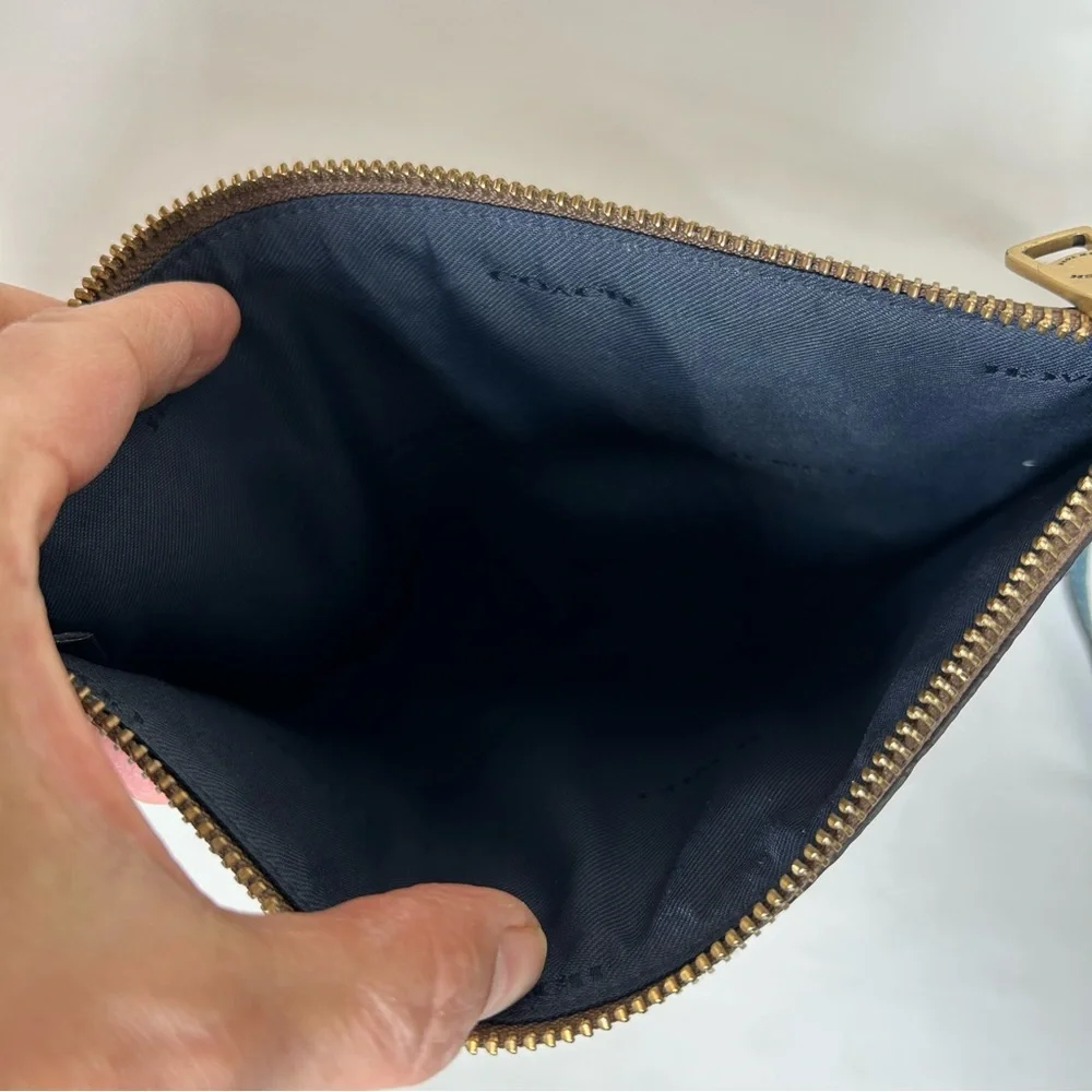 Coach Day Wristlet In Signature‎ Coated Canvas And Refined leather Teal Trim